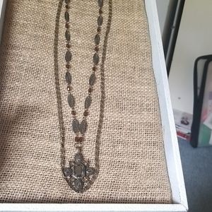 Long triple short cookie lee crystal necklace